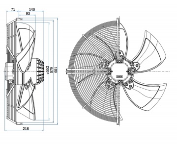 Ventilator axial de refulare Hidria R13R-5630HA, Ø 560 mm